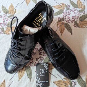 New 2x4 Al Pie "Villa Urquiza" Tango Dance Shoes Men's Black Leather Sz 43 US 10
